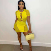 hollow out mini dress, view 4 - MRSLM