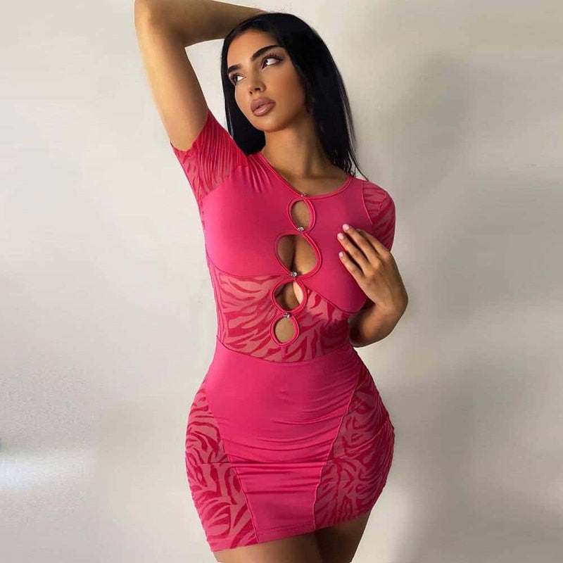 hollow out mini dress, view 3 - MRSLM