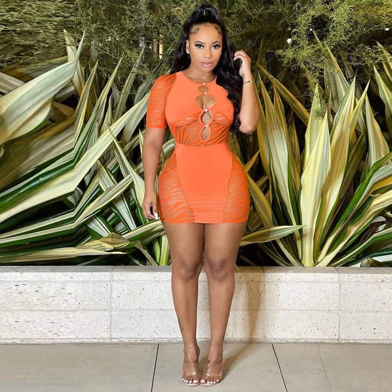 hollow out mini dress, view 6 - MRSLM