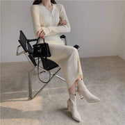 knitted long sleeve elegant dress, view 5 - MRSLM