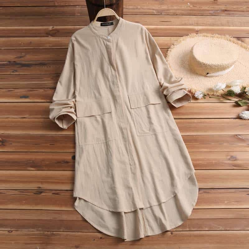 linen shirt style dress for women, view 5 - MRSLM