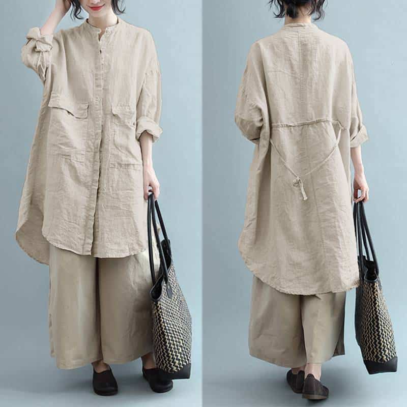 linen shirt style dress for women - MRSLM
