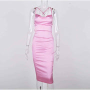 Long satin bodycon dress for women - MRSLM