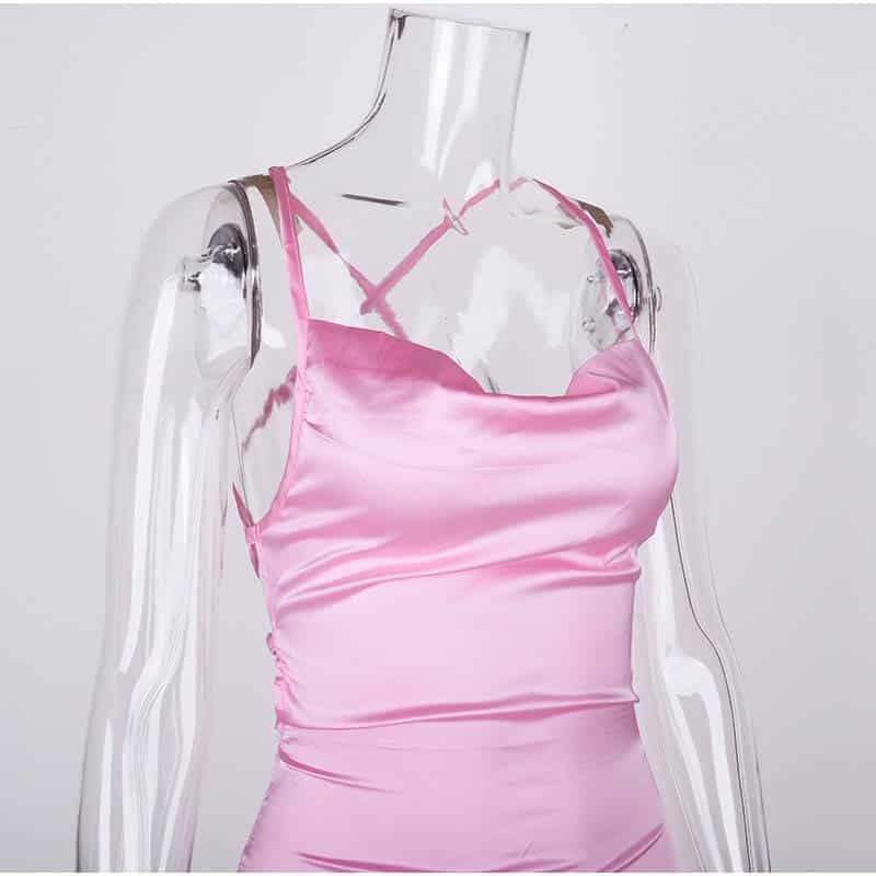 Long satin bodycon dress for women, view 10 - MRSLM