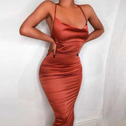 Long satin bodycon dress for women, view 13 - MRSLM