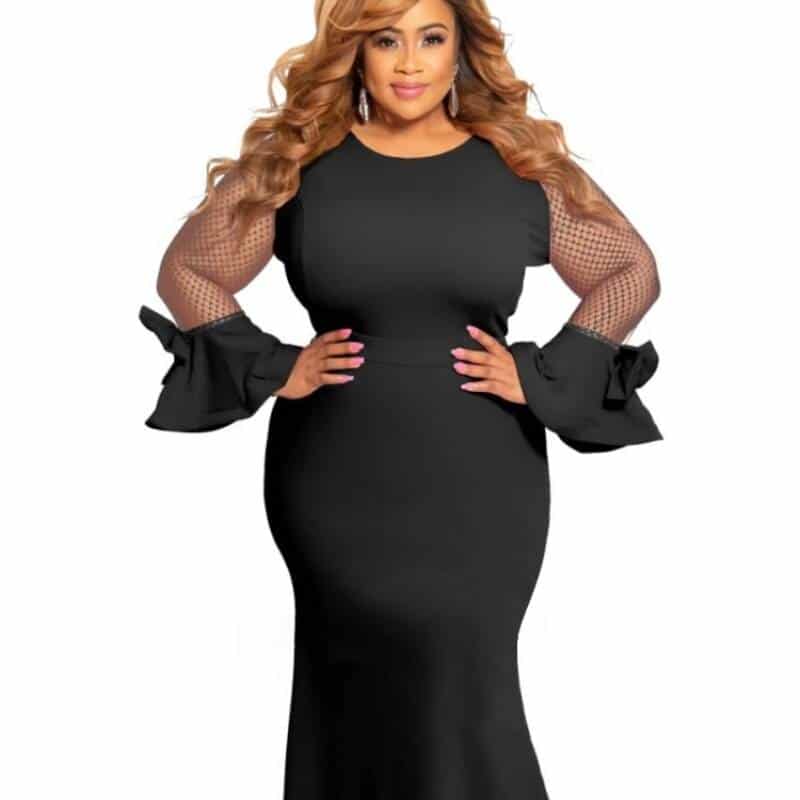 long sleeve plus size dress, view 4 - MRSLM