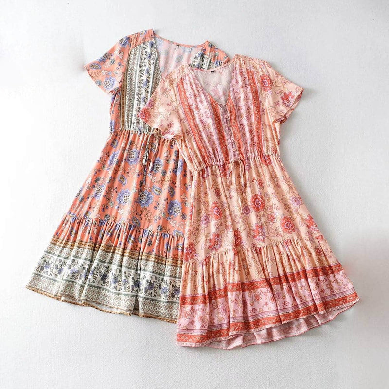 V-neck mini dress with short sleeves, view 8 - MRSLM