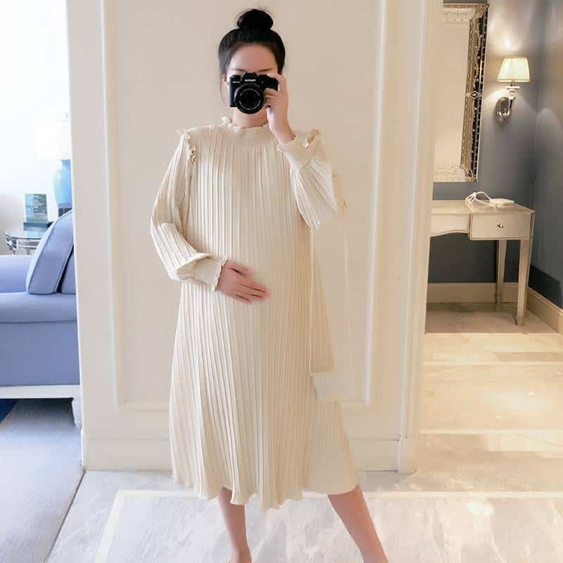 maternity chiffon pleated dress - MRSLM