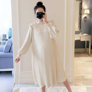 maternity chiffon pleated dress, view 4 - MRSLM
