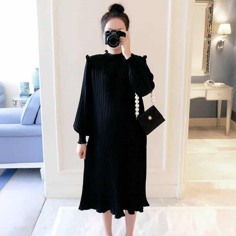 maternity chiffon pleated dress, view 6 - MRSLM