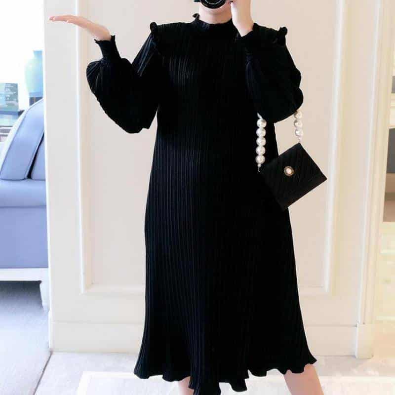 maternity chiffon pleated dress, view 8 - MRSLM