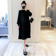maternity chiffon pleated dress, view 7 - MRSLM