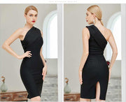one shoulder bodycon dress, view 4 - MRSLM