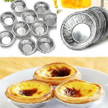 125Pcs Disposable Round Silver Foil Baking Cookie Cup Cake Tart Mold - MRSLM