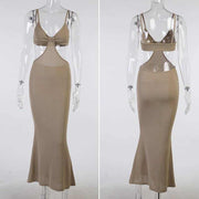backless maxi dress with cutouts, view 7 - MRSLM