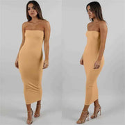 strapless long bodycon dress for women, view 2 - MRSLM