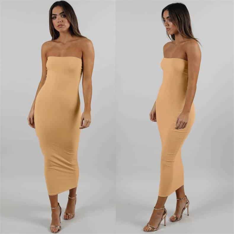 strapless long bodycon dress for women, view 2 - MRSLM