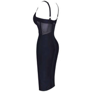 Women's bodycon dress with mesh detail, view 7 - MRSLM
