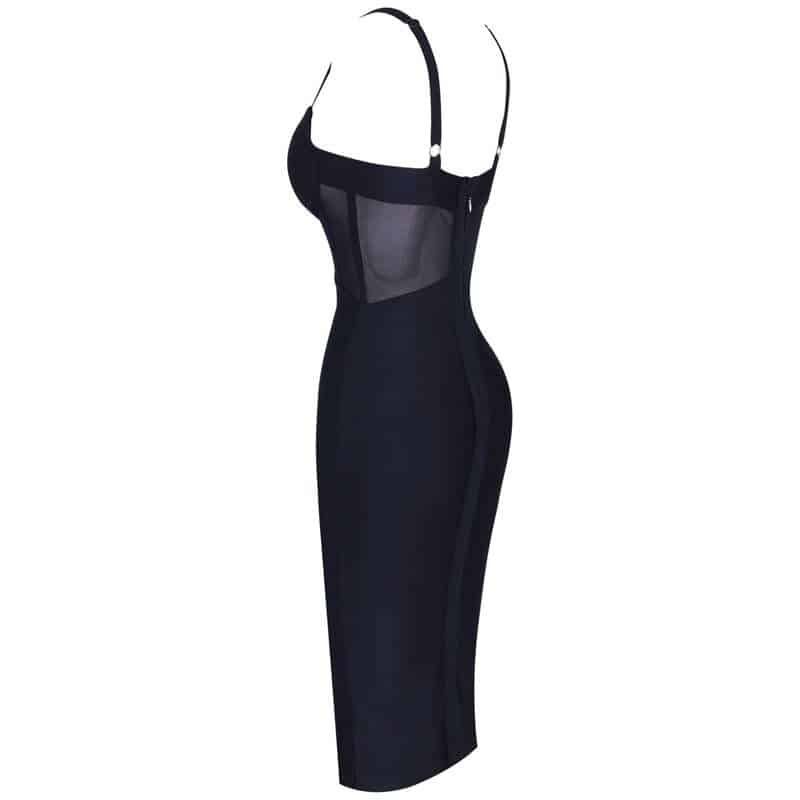 Women's bodycon dress with mesh detail, view 7 - MRSLM