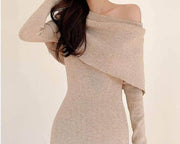 slash neck knitting dress, view 6 - MRSLM