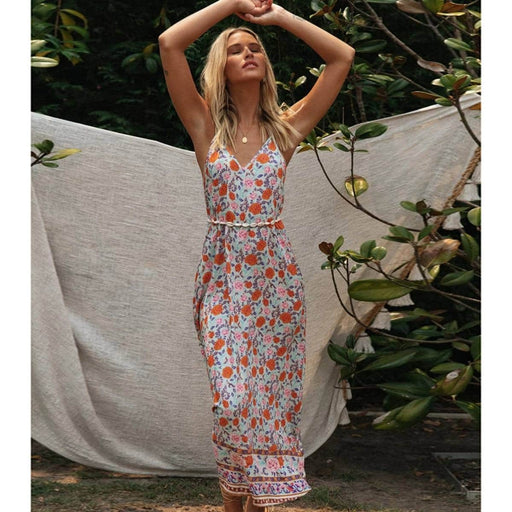sleeveless women's dress in print - MRSLM