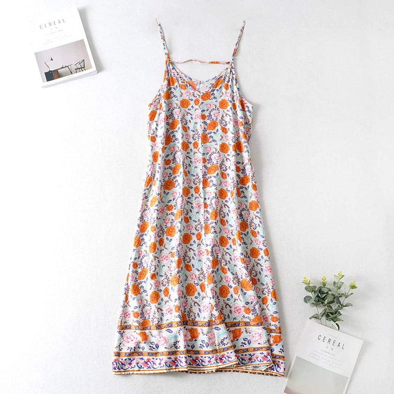 sleeveless women's dress in print, view 5 - MRSLM