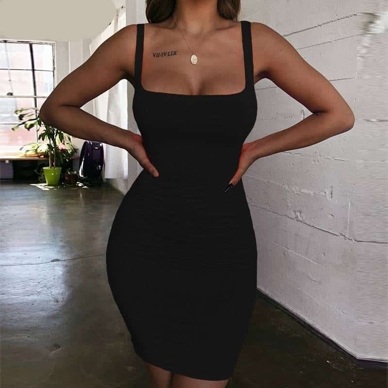 spaghetti strap bodycon dress, view 2 - MRSLM