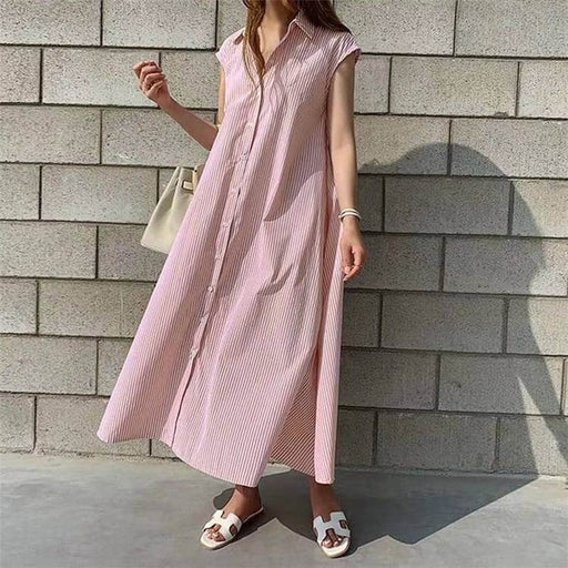 Striped oversized women's maxi dress - MRSLM