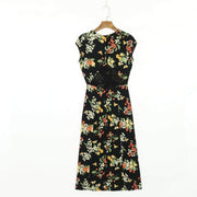 summer casual flower printed round neck dress, view 7 - MRSLM