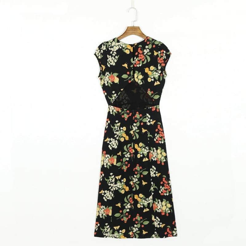 summer casual flower printed round neck dress, view 7 - MRSLM