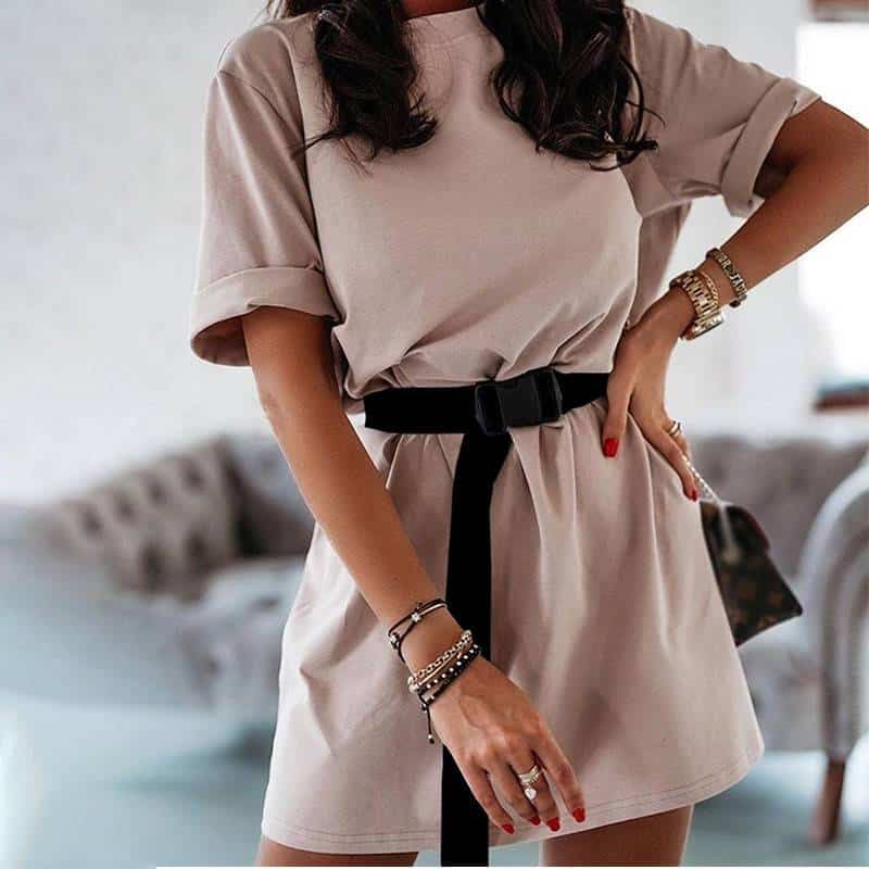 summer women's shirt style mini dress, view 3 - MRSLM