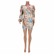 V-neck pleated zipper dress, view 4 - MRSLM