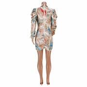 V-neck pleated zipper dress, view 5 - MRSLM