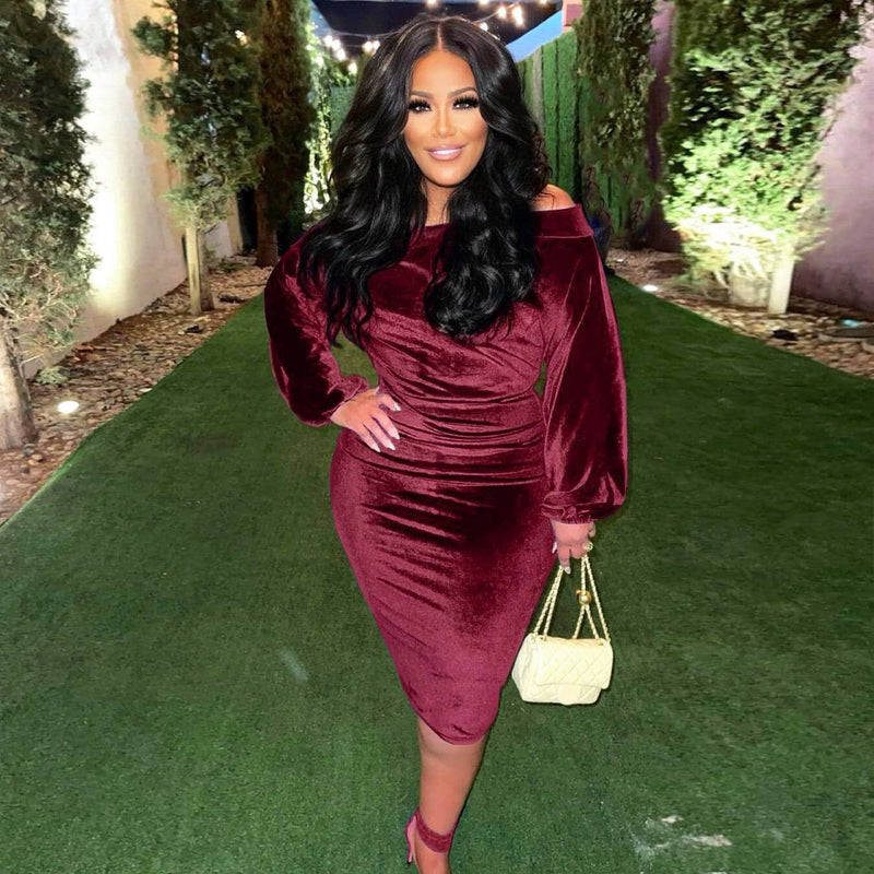 velvet full sleeve bodycon dress, view 9 - MRSLM
