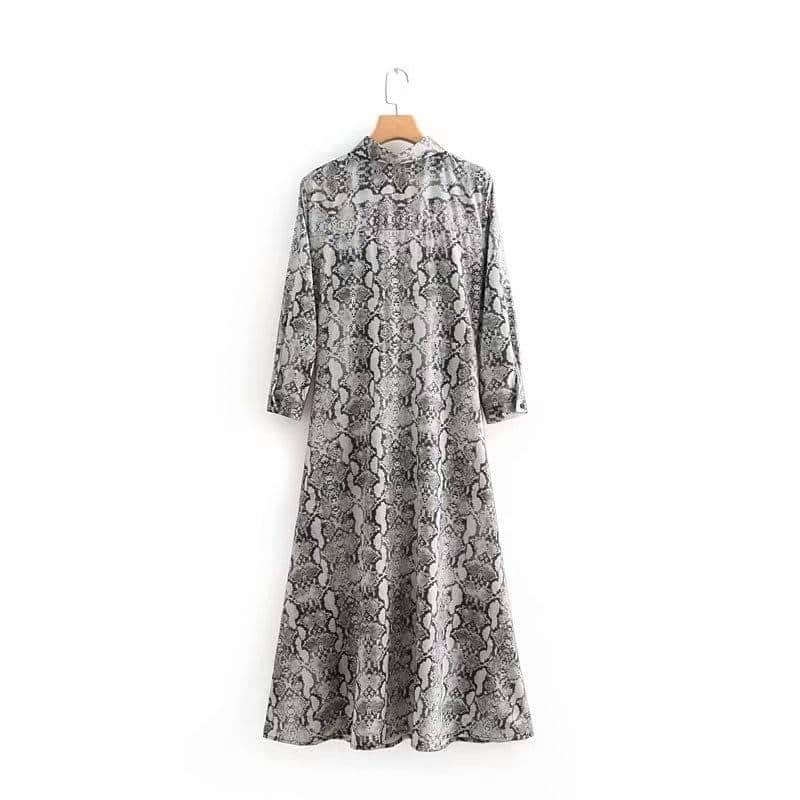 retro snake pattern dress, view 3 - MRSLM