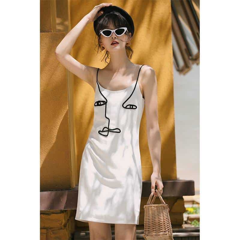 women's abstract art mini dress, view 4 - MRSLM
