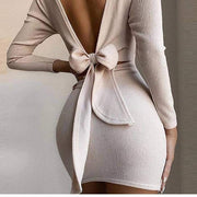 back knotted bodycon dress, view 7 - MRSLM