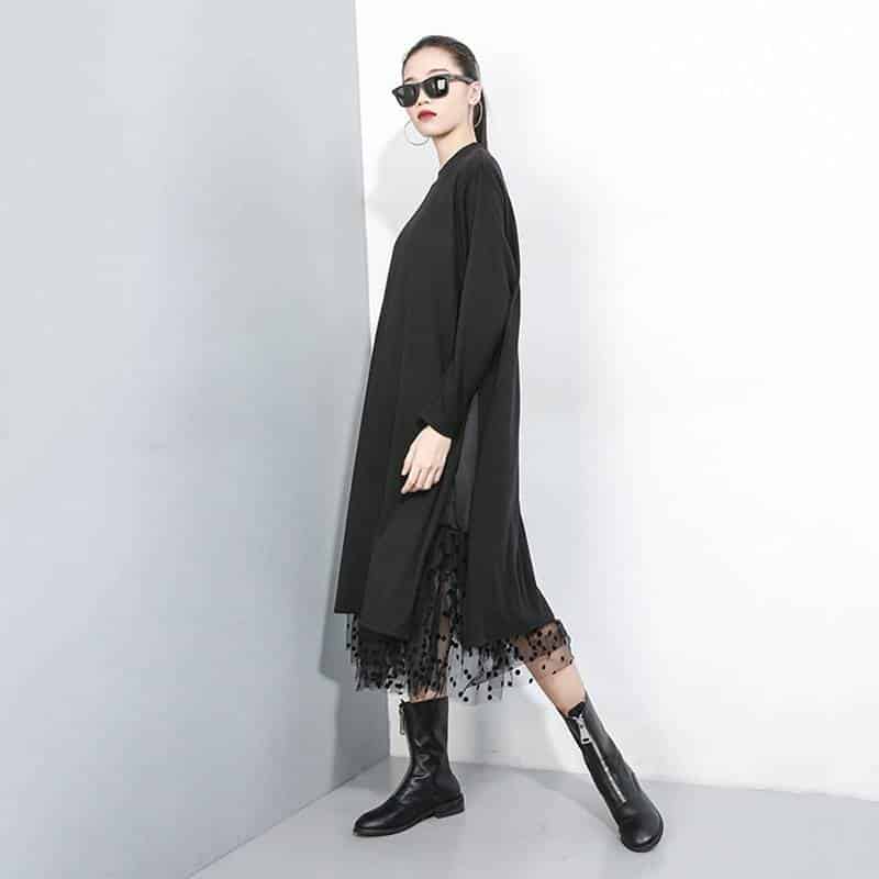 black mesh split joint dress, view 7 - MRSLM