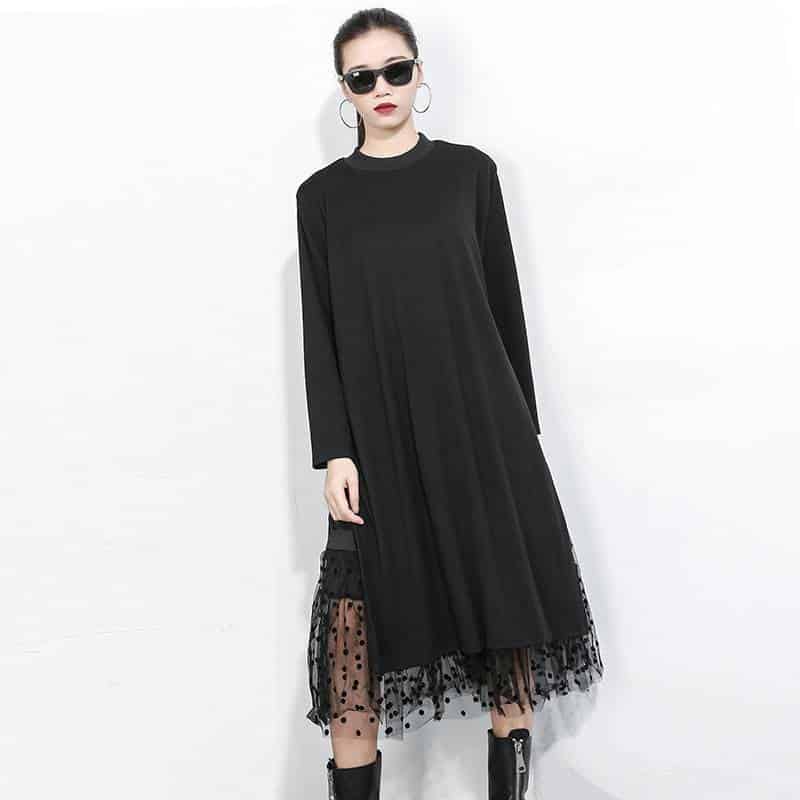 black mesh split joint dress, view 4 - MRSLM
