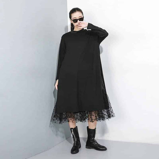 black mesh split joint dress - MRSLM