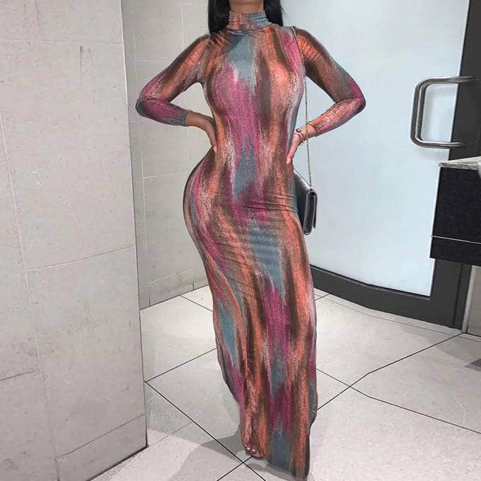 bodycon long sleeved dress, view 4 - MRSLM
