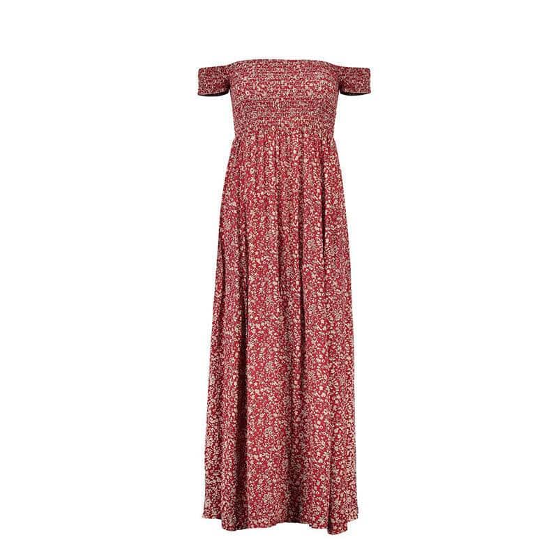 women's bohemian off shoulder maxi dress, view 3 - MRSLM