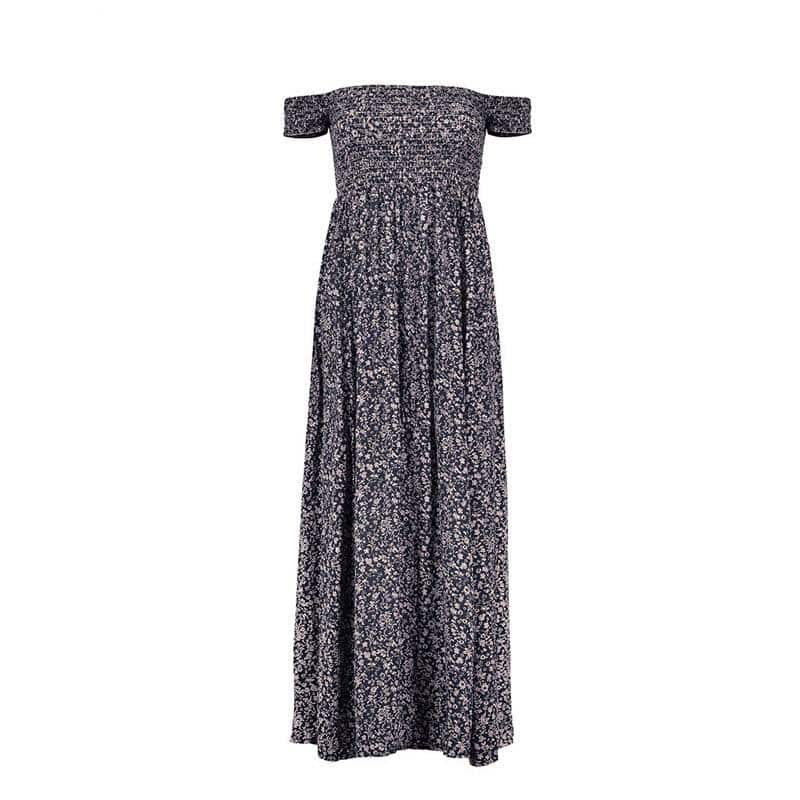 women's bohemian off shoulder maxi dress, view 2 - MRSLM