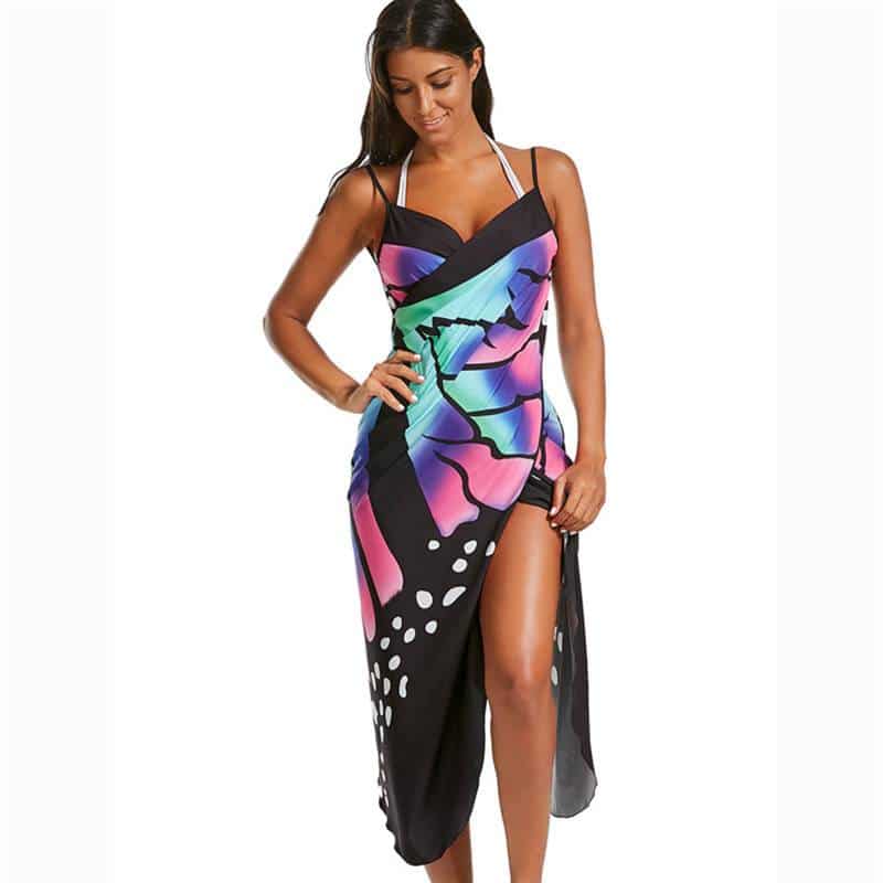 women's butterfly printed beach long dress, view 5 - MRSLM