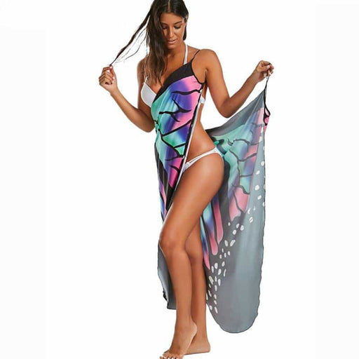 women's butterfly printed beach long dress - MRSLM