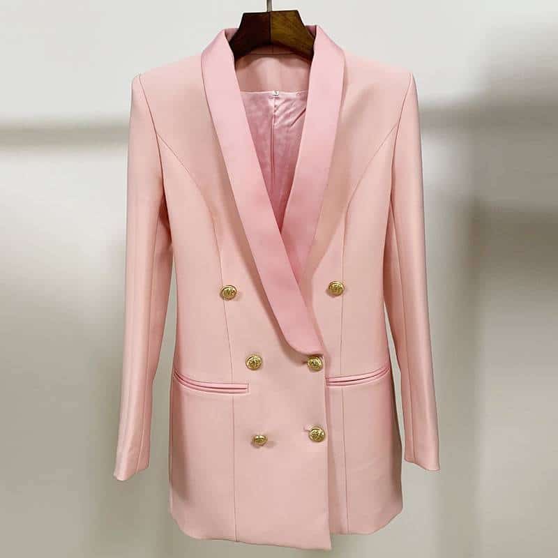 double breasted long blazer dress, view 6 - MRSLM