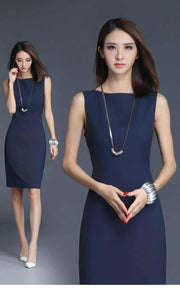 women's classic office dress, view 4 - MRSLM