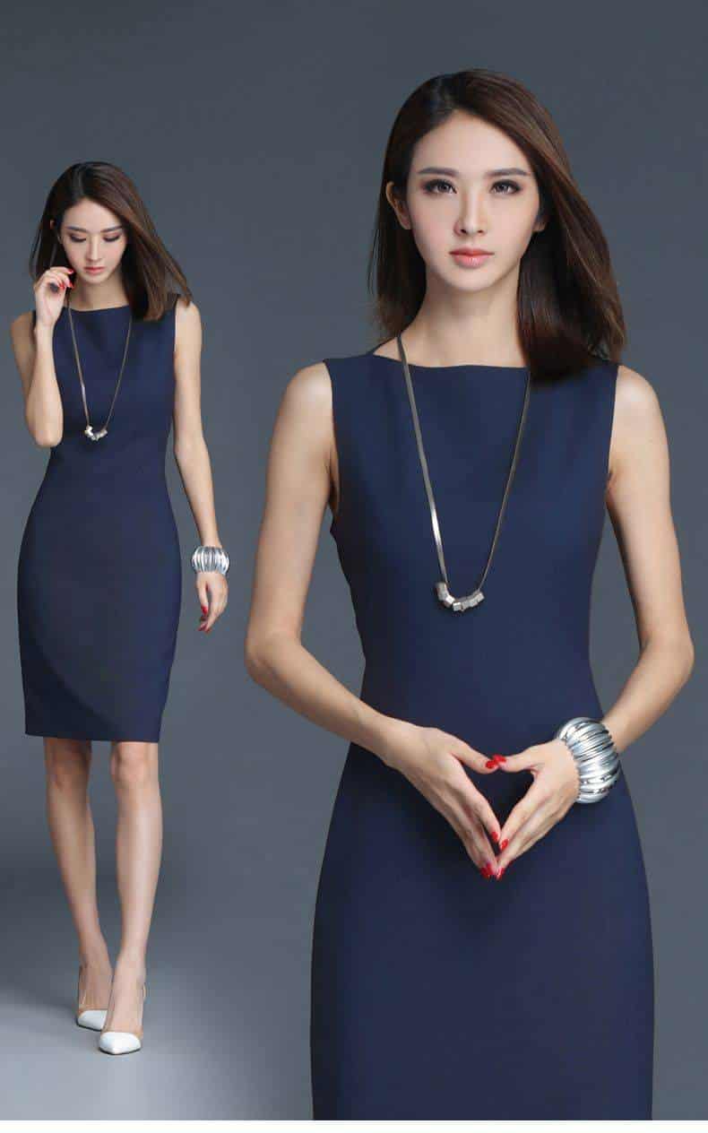 women's classic office dress, view 4 - MRSLM