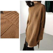women's contrast sleeve knitted dress, view 6 - MRSLM
