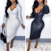 deep V bodycon midi dress, view 6 - MRSLM